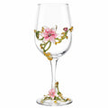 Verre à vin 450 ml en verre transparent décor floral rose style élégant