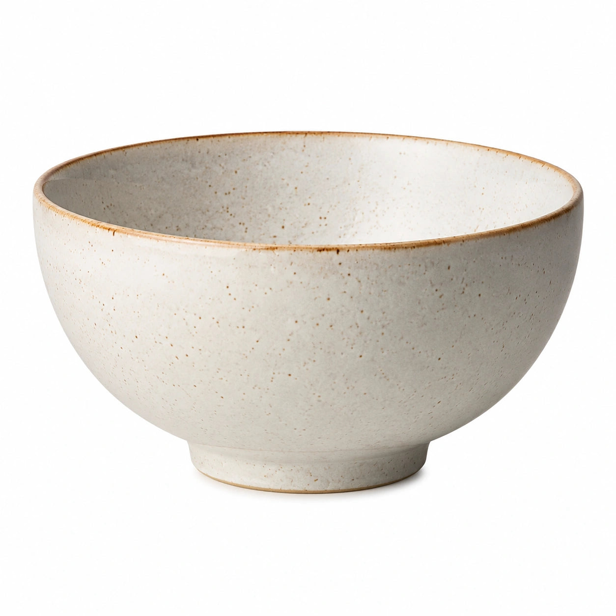Bol 15 cm en céramique blanc moucheté pour repas style rustique