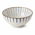 Bol en céramique 15 cm blanc bleu à rayures pour service