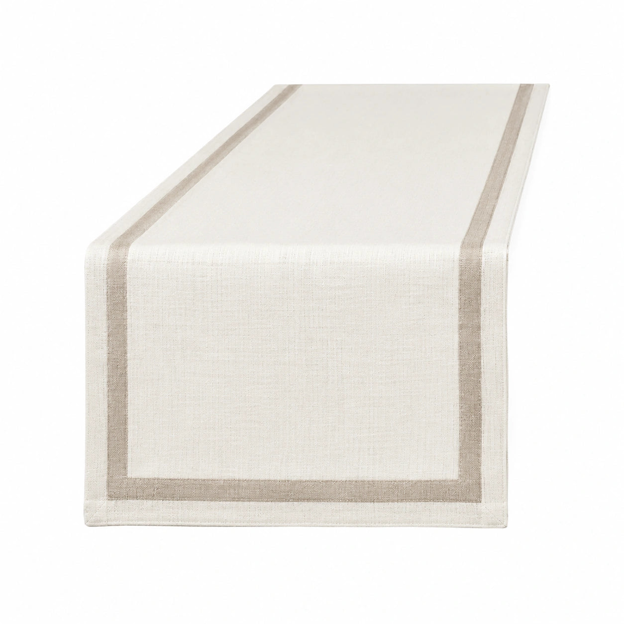 Chemin de table 40 x 180 cm en tissu tissé écru et beige style sobre