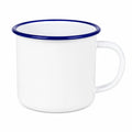 Mug émaillé 350 ml blanc et bleu pour boissons chaudes - style rétro