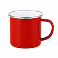 Mug 350 ml en acier émaillé rouge moucheté avec poignée