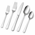 Ménagère 5 pièces en acier inoxydable argenté poli style classique