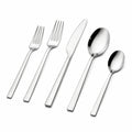 Ménagère 5 pièces en acier inoxydable argentée pour table style moderne