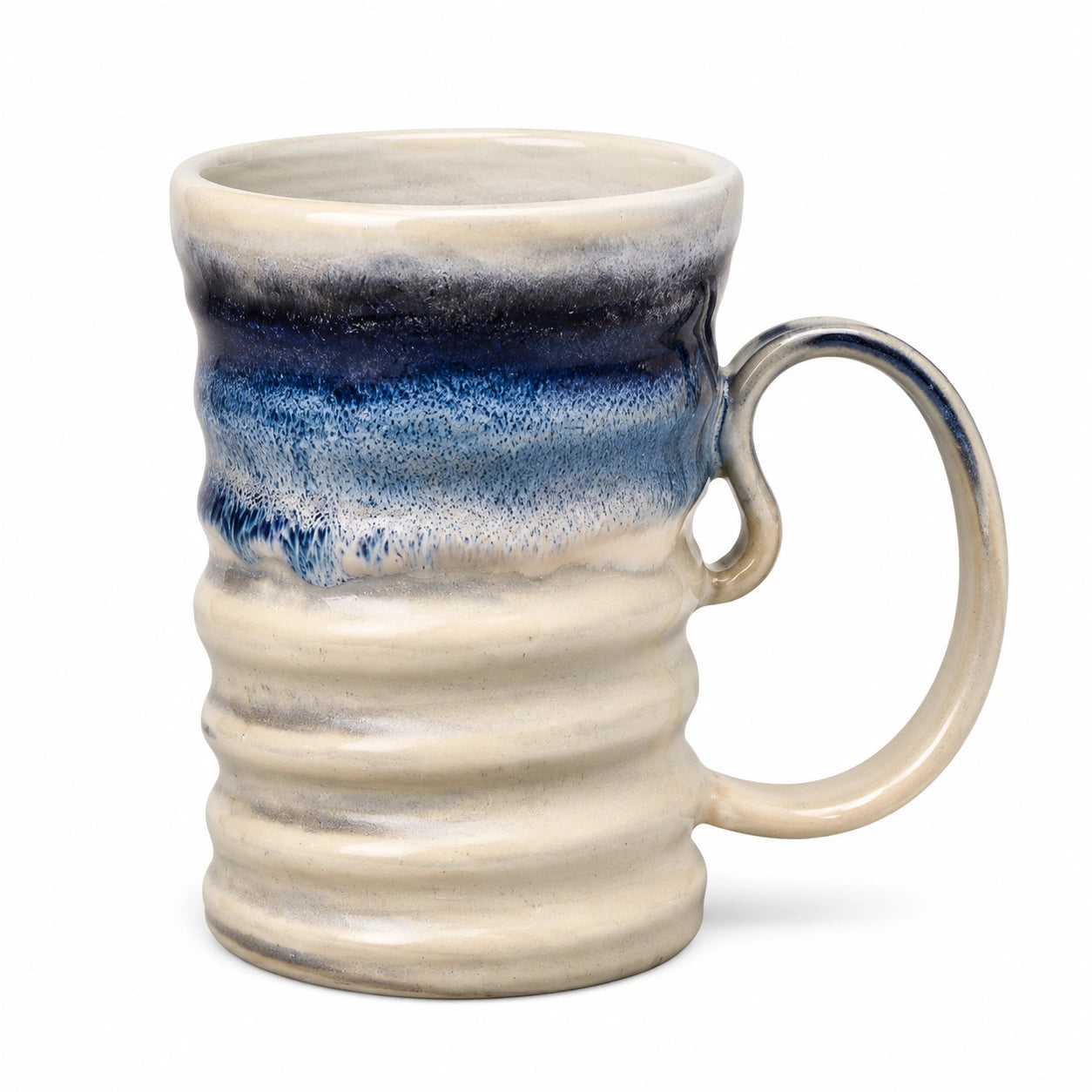 Mug en céramique 450 ml bleu crème à relief pour boissons chaudes