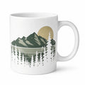 Mug 325 ml en céramique blanc motif montagne et forêt avec anse