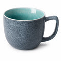 Tasse 450 ml en céramique gris turquoise - grande anse style moucheté