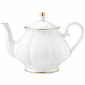 Théière 1200 ml en porcelaine blanche et dorée - service du thé classique