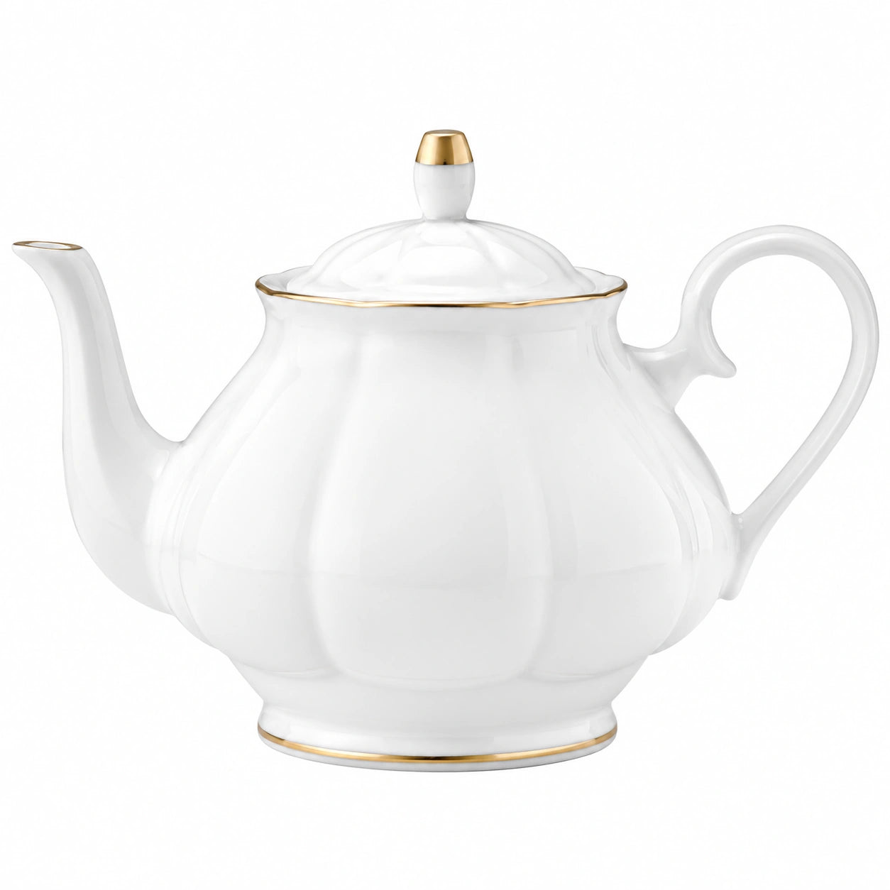 Théière 1200 ml en porcelaine blanche et dorée - service du thé classique