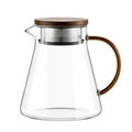 Théière 1200 ml en verre transparent avec filtre inox et couvercle bois