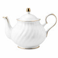 Théière en porcelaine blanche et dorée 1000 ml avec couvercle style classique