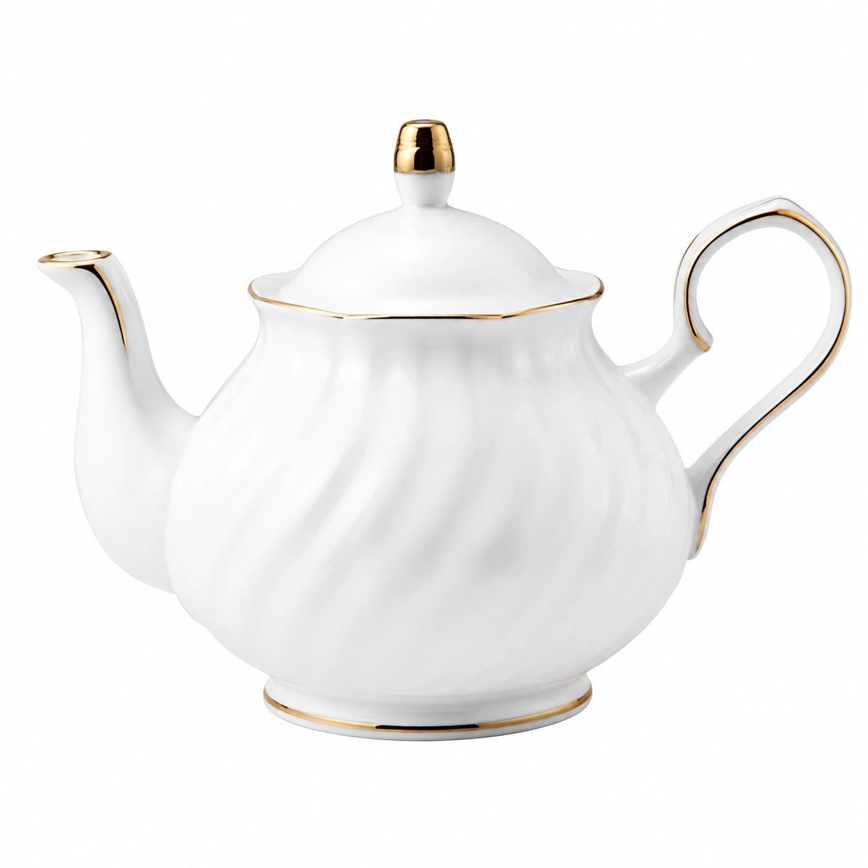 Théière en porcelaine blanche et dorée 1000 ml avec couvercle style classique